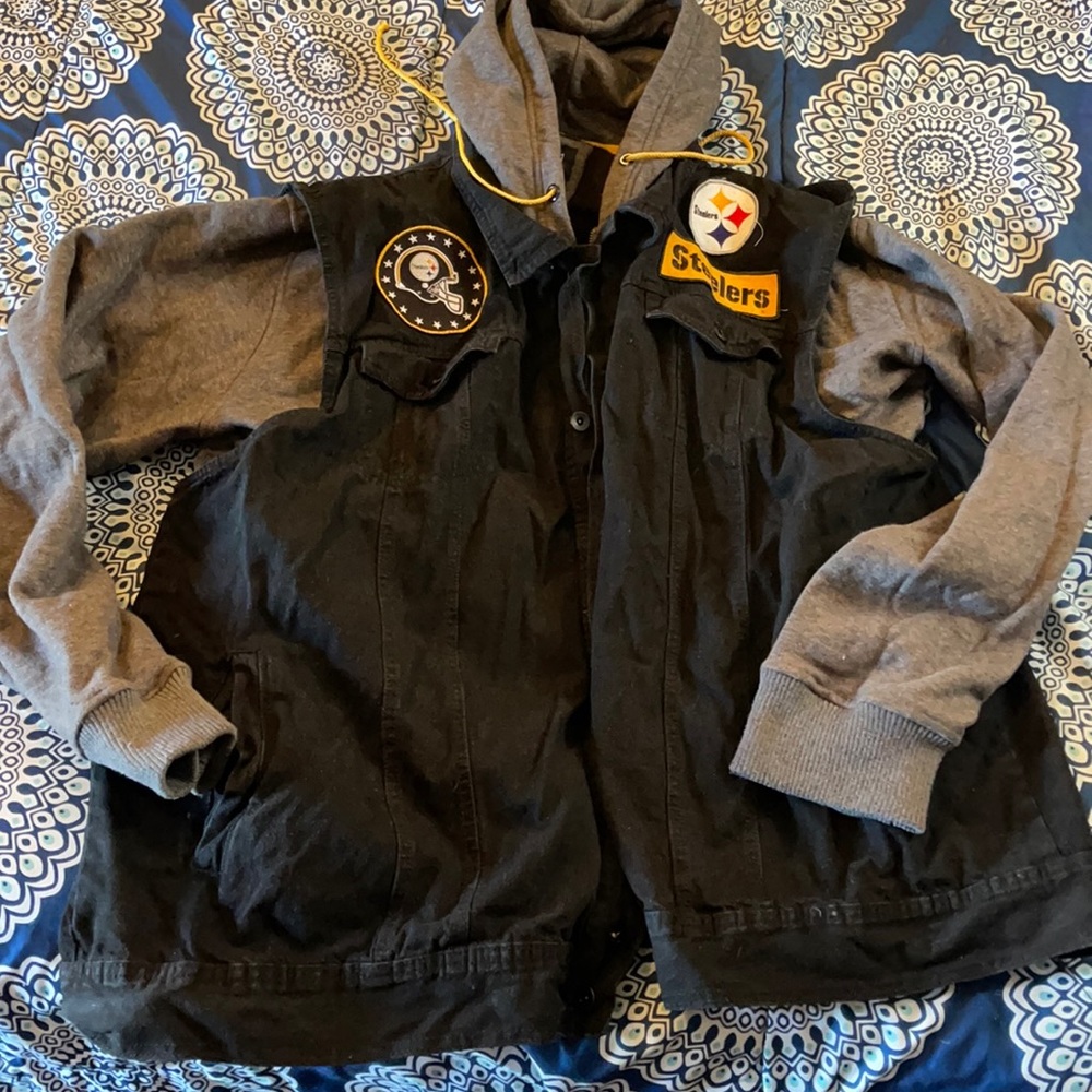 Men Steelers hoodie with vest attached